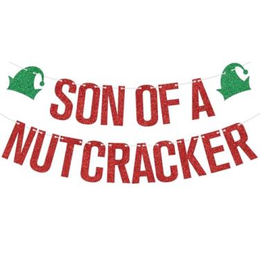 Imagem de Faixa vermelha com glitter Son of a Nutcracker, Merry Christmas/Feliz Navidad, artigos engraçados para decorações de festa de Natal e Ano Novo