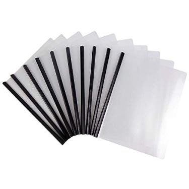 Imagem de Capas de reinício Cypress Lane Slide-Grip Clear Report/apresentação/tese/arquivo/documento/papel/brochura/reinício com barra deslizante. Tamanho da letra: 21,6 x 27,9 cm. Capa transparente frontal e traseira. Capacidade: 20 folhas., Preto, 50 pcs, black