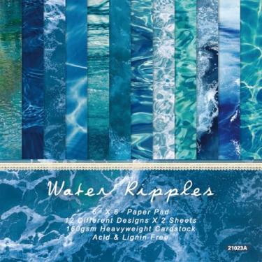 Imagem de CRASPIRE 24 peças de papel de fundo de água, 15 x 15 cm, cadete azul mar, oceano, textura, estampado, cartolina, papel decorativo para álbuns, álbuns, cartões de diário, decoração faça você mesmo