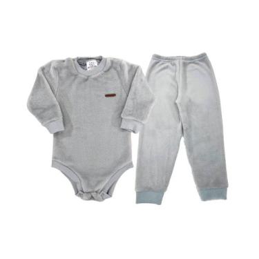 Imagem de Conjunto Body Calça Fleece Peluciado Inverno Bebê Bodie - Fofotinhos, 