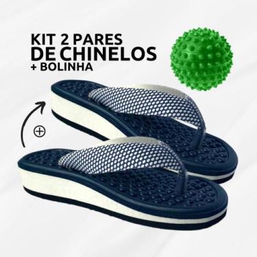 Imagem de Kit 2 Pares Chinelo Para Esporão e Fascite + Bola de Cravo Massageador