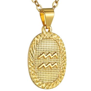 Imagem de GOLDCHIC Jewelry Colar de ouro do zodíaco para mulheres e homens, pingente de horóscopo de constelação e astrologia, joias da sorte, 51+5cm, Metal, Sem Pedra Preciosa