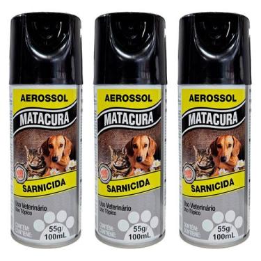 Imagem de Sarnicida Aerossol para Cães e Gastos Matacura 100ml 3un