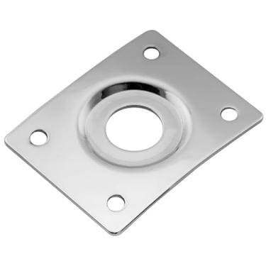 Imagem de Jack Plate Retangular Curvo Cromado Para Guitarra Telecaster Les Paul