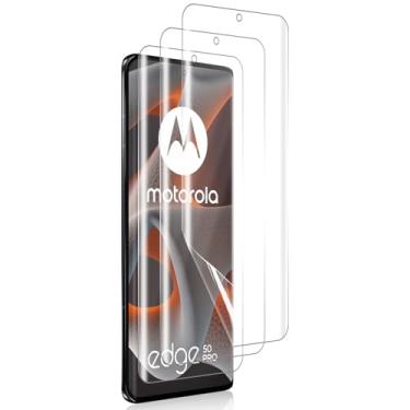 Imagem de CeiLarv Pacote com 3 protetores de tela para Motorola Edge 50 Pro flexível TPU com suporte para desbloqueio de impressão digital HD sensível ao toque protetor de tela para Motorola Edge 50 Pro