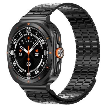 Imagem de LETOID Pulseira de metal magnética para Samsung Galaxy Watch Ultra de 47 mm, Watch 7/6/5/4 de 44/40 mm, 6 Classic 47/43 mm, 5 Pro 45 mm, 4 Classic 46/42 mm, pulseira de substituição masculina de aço