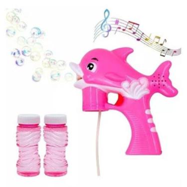 Imagem de Super Lança Bolhas Golfinho Led Máquina De Sabão - Toy king, Rosa