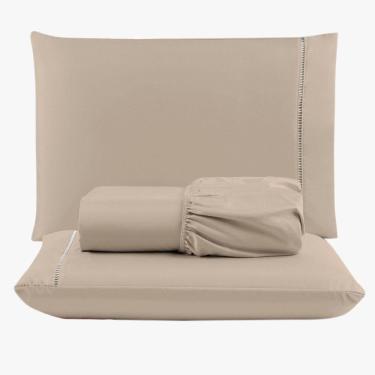 Imagem de Jogo De Lençol Peletizado 400 Fios Queen 3 Peças - Casa - Hotel - Pousada - Avelã - 100% Poliéster