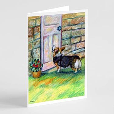 Imagem de Caroline's Treasures 7370GCA7P Cartões de felicitações e envelopes Let me in Corgi, pacote com 8, 7 x 5, multicolorido