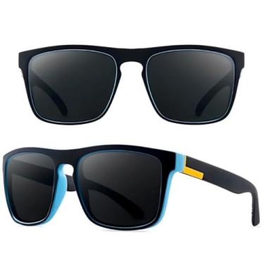 Imagem de Óculos de Sol Masculino Anti-Reflexo Quadrado Clássico Com Anti Reflexo + Proteção UV400 (Azul)
