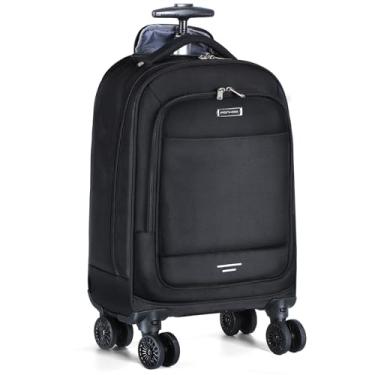 Imagem de Ponhog Mochila com rodinhas para laptop de 15,6 polegadas com 4 rodas giratórias, mochila de viagem resistente à água para mulheres e homens, adequada para trabalho noturno na faculdade, preta