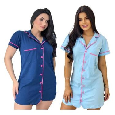 Imagem de Kit 2 Camisola Feminina Maternidade Amamentação Pós Cirúrgico Com Botã