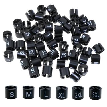 Imagem de LUORNG 180 peças de botão de marcação de tamanho de gancho de plástico redondo P/M/G/GG/2GG/3GG código preto ferramenta de marcação de tamanho de vestuário adequada para haste de suspensão de 3-5 mm