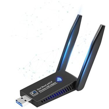 Imagem de Adaptador WiFi sem fio de 1300 Mbps, dongle WiFi USB3.0 2.4G/5G 802.11AC, receptor adaptador de rede com antena de alto ganho para laptop, suporta Windows 11/10/8/8.1/7/Vista/XP, Mac 10.6-10.15