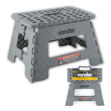 Imagem de Banqueta De Plástico Dobrável Vonder 220mm 150kg Cinza