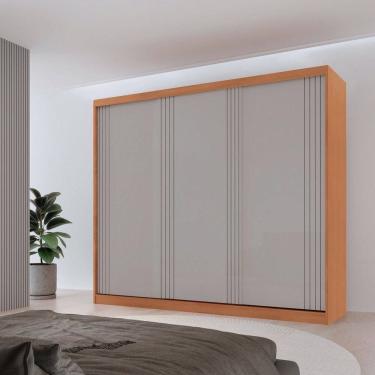 Imagem de Guarda Roupa Casal Chile 100% Mdf 3 Portas de Correr Naturalle/Off White