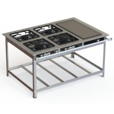 Imagem de Fogão Industrial Inox 30x30 P7 4 Bocas Alta Pressão com Chapa - JL Col