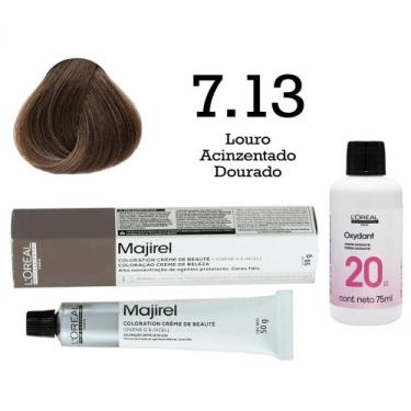 Imagem de Coloração Majirel 7.13 Louro Acinzentado Dourado + Emulsão Oxi 20 Vol.