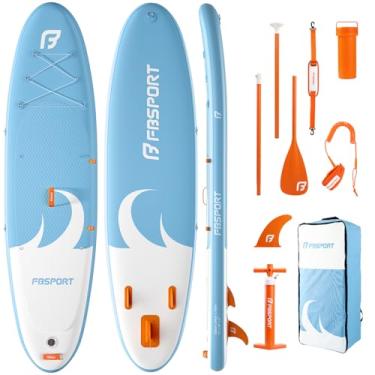 Imagem de FBSPORT Prancha de stand up paddle premium de 28 cm, prancha de ioga com acessórios de SUP e bolsa de transporte | Postura ampla, controle de surf, deck antiderrapante, trela, remo e bomba para jovens