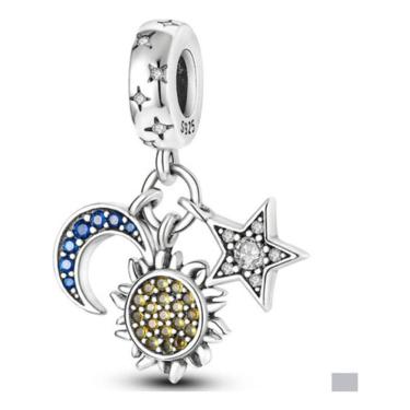 Imagem de Berloque Pingente Sol Lua Estrela Prata 925