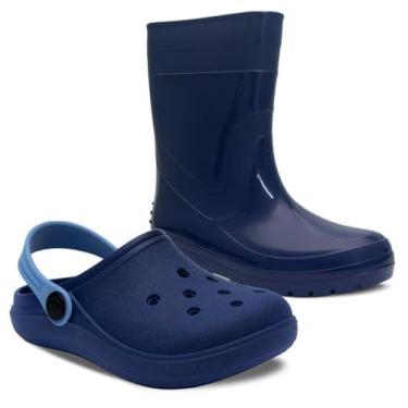 Imagem de Kit Bota Galocha E Babuche Sandalia Chinelo Infantil K40 (Marinho, BR, Criança de 4 a 8 anos, Numérico, 32)