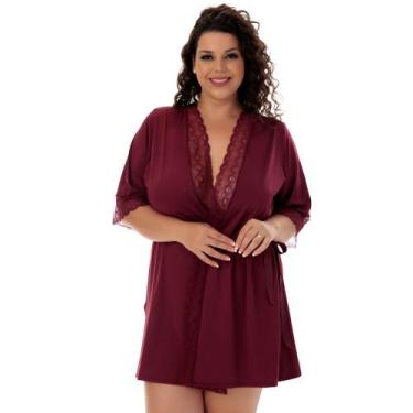 Imagem de Robe Plus Size Hoby Hobbe Hobe Tamanho Grande Roupa De Dormir Linha No