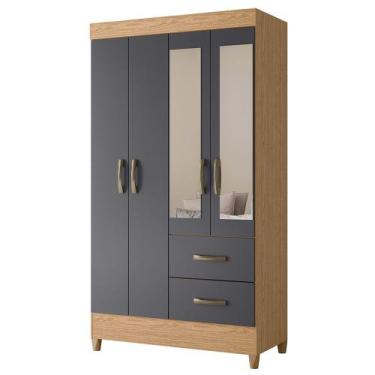 Imagem de Guarda Roupa Mobi 4 Portas com Espelho Albatroz, Freijó/ Titanium