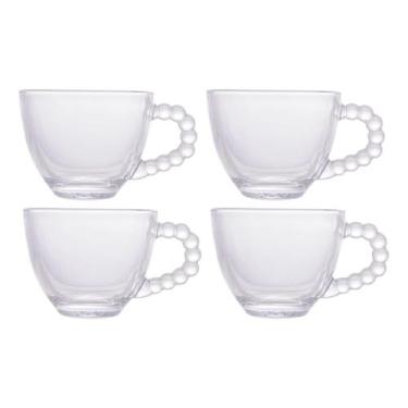 Imagem de Conjunto 4 Xícaras de Café de Cristal Sem Pires 80ml Linha Pearl Bolin