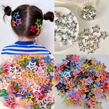 Imagem de Kit 10 20 50 Tic Tac Estrela Clipes de Cabelo Presilhas de cabelo Antiderrapantes Acessórios de Cabelo para Meninas Mulheres Grampos de Cabelo (Metal Prata - 10 Und)