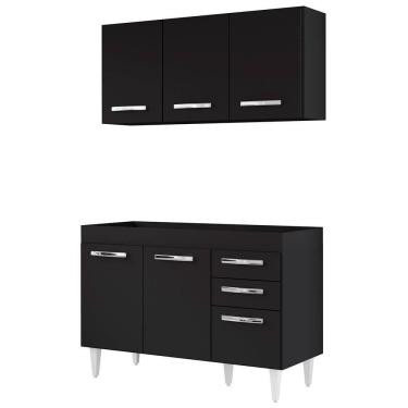 Imagem de Armário Aéreo Honduras E Balcão Gabinete Sem Tampo 120cm Suécia Preto - Lumil