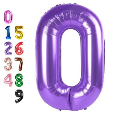 Imagem de Purple Balloon Numbers 40 Inch Big 0 for Birthday Decoration, Foil Baloon for 10 20 30 40 100 2025 Graduation Decor Wedding Anniversary Party