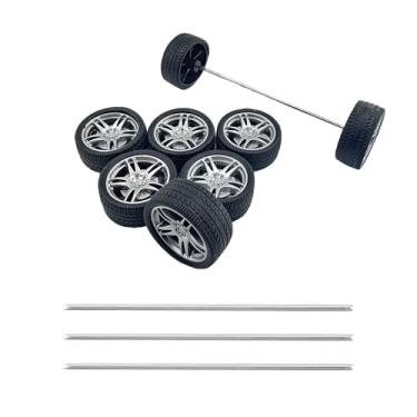 Imagem de 8PCS Toy Car Wheel RC Car Rubber Tire Wheel with Metal Shaft Axles for RC Car Truck DIY Model Toy Building Projects (2.5x32mm)