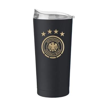 Imagem de Logo Brands Copo masculino de futebol nacional alemão de 590 ml - aço inoxidável revestido com pó - resistente a vazamentos, mantém as bebidas quentes/frias por horas - uso diário