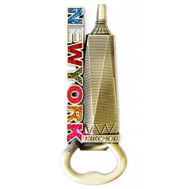 Imagem de A cor pode variar. Imã NYC Skyline Opener New York Souvenir Metal Fridge NY - Bandeira dos EUA, Estátua da Liberdade, Empire State Building, Chrysler Building, NYC Magnet Metal (pacote 1)