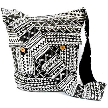 Imagem de Crafts of India Bolsa tiracolo feminina hippie feita à mão de algodão multicolorida, Multicolorido., Large, Queen-521