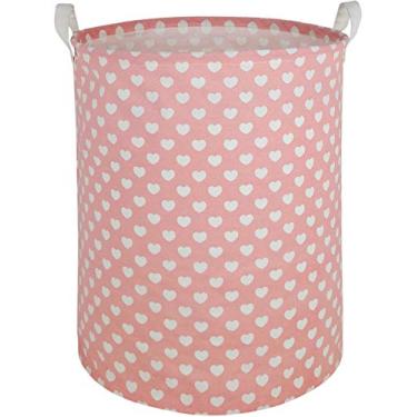 Imagem de MAIZMZ Cesto de roupa suja rosa para crianças, cesto de armazenamento para meninas, cesto de berçário, impermeável, organizador de brinquedos, caixa de brinquedos grande de lona dobrável para quarto,