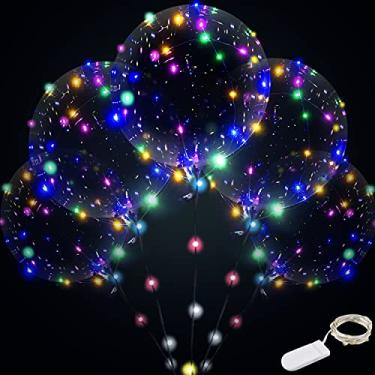 Imagem de Balão de LED, conjunto de 12 balões de bolha iluminados com 15 balões transparentes para festa de Natal, decorações de casa de casamento, incrível decoração de festa (colorida) (inclui bateria)