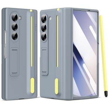 Imagem de Capa para Samsung Galaxy Z Fold 6 com protetor de tela integrado e S Pen, capa protetora à prova de choque com suporte para Samsung Z Fold 6 5g capa de telefone (cinza)