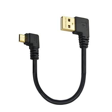 Imagem de Cabo de carregador micro USB curto MXtechnic, 10 cm 0,4 polegadas 90 graus ângulo direito 5 pinos micro USB macho cabo para sincronização USB cabo de carregamento de dados de alta velocidade banhado a ouro, 4inch, micro usb