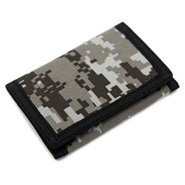 Imagem de Carteira infantil de lona com três dobras RFID para esportes ao ar livre - Carteira de bolso frontal com adesivo mágico, Bege digital, Small, Novidade