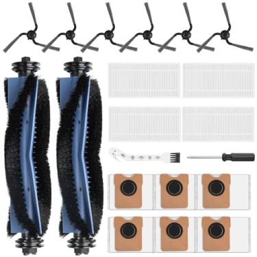 Imagem de Pacote com 20 acessórios de substituição para aspirador de pó robô Eufy C10, 2 escovas principais, 6 escovas laterais, 4 filtros, 6 sacos de pó, 1 escova de limpeza e 1 chave de fenda