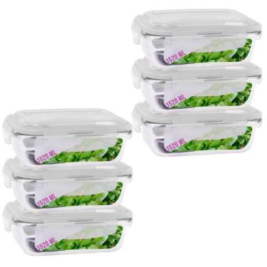 Imagem de 6 Pote Vidro Hermética Marmita Tampa Silicone 1520ml 4 Trava - QUALITY