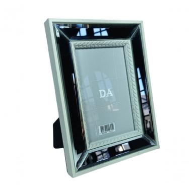 Imagem de Porta Retrato Com Borda Espelhada E Trançado Prata 10x15cm