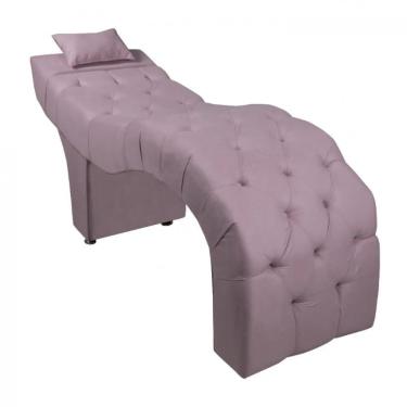 Imagem de Maca Estofada Para Clínica De Estética Facial Com Capitonê Andressa Lilas Veludo Speciale Home Lilás