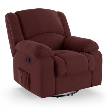 Imagem de Poltrona Do Papai Reclinável Melim Glider Giratória Massagem Veludo Fh1 - D'rossi Cor Vinho
