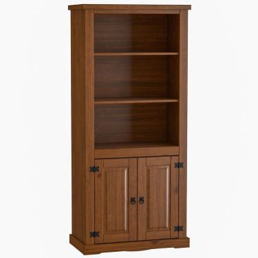 Imagem de Estante Livreiro 2 Portas 100% Madeira Imperial Imbuia Fosco