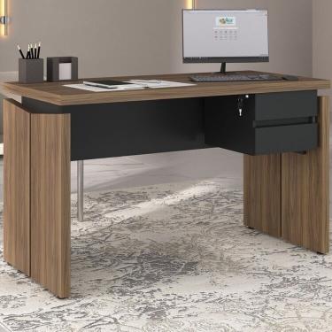 Imagem de Mesa Para Diretor Em Tamburato 1250 Com 2 Gavetas Suspensas Com Chave Organizador Nogal Preto