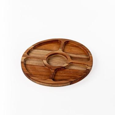 Imagem de Petisqueira Redonda De Madeira Teca Com 5 Divisões - Stolf