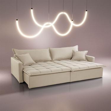 Imagem de Sofá Cama Flora 02 Módulos De 100cm Br 15cm Meu Sofá Online A294 Linho Creme