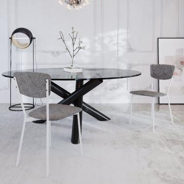 Imagem de Cadeira Fixa Estofada Vintage Retrô Com 2 Unidades Prata-branco